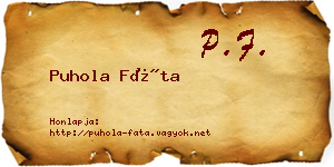Puhola Fáta névjegykártya